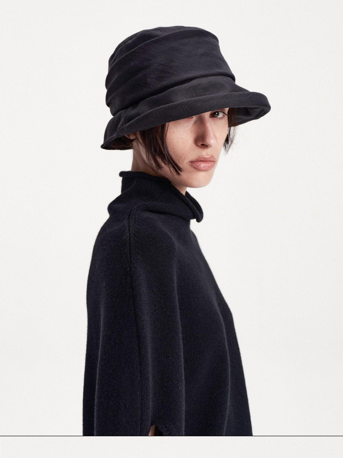Textured Pleated Wide Brim Bucket Women's Polyester Hats