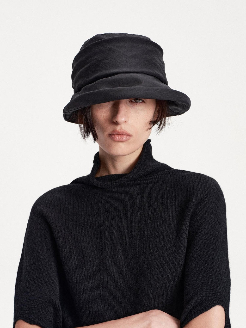 Textured Pleated Wide Brim Bucket Women's Polyester Hats