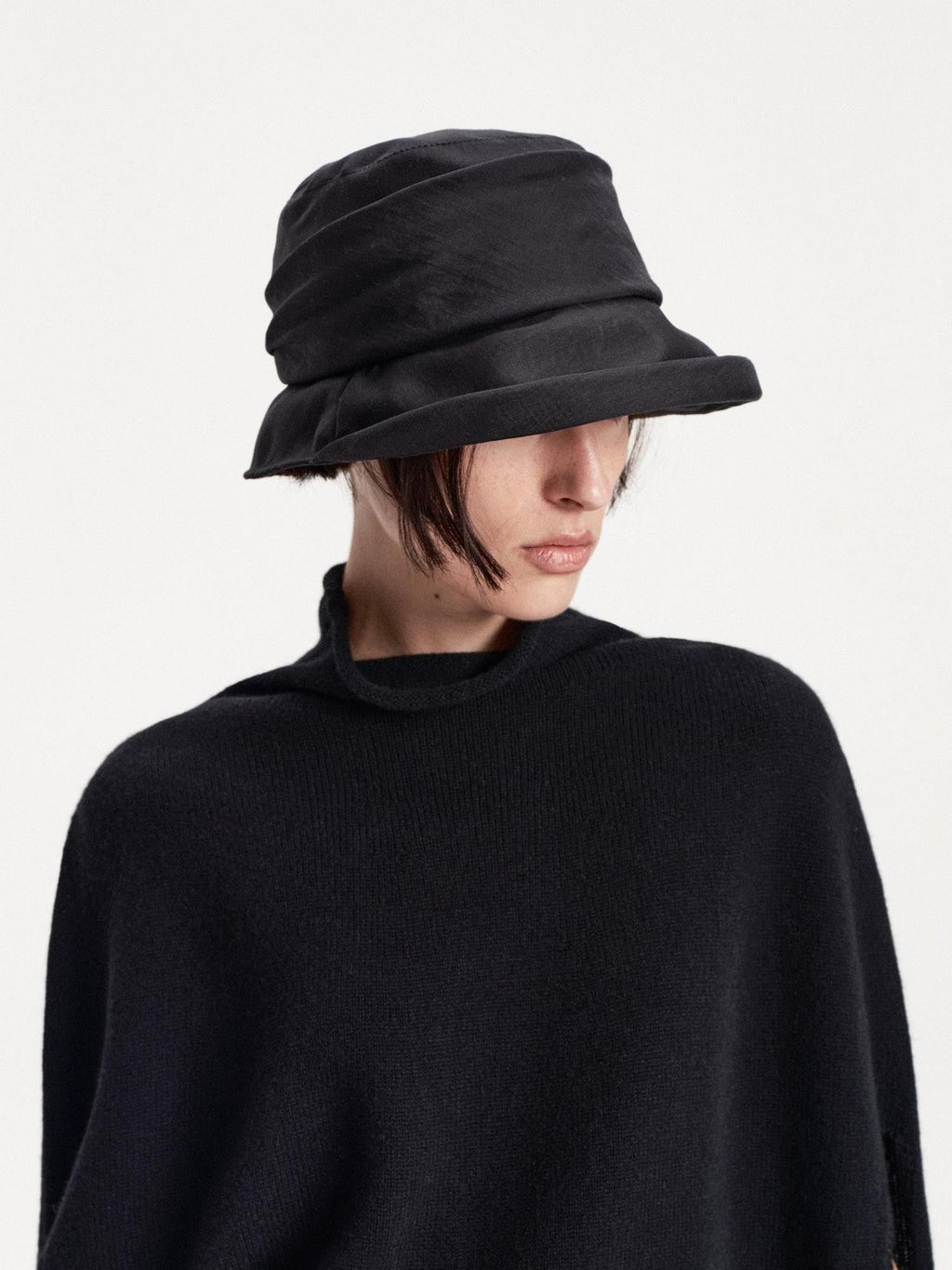 Textured Pleated Wide Brim Bucket Women's Polyester Hats