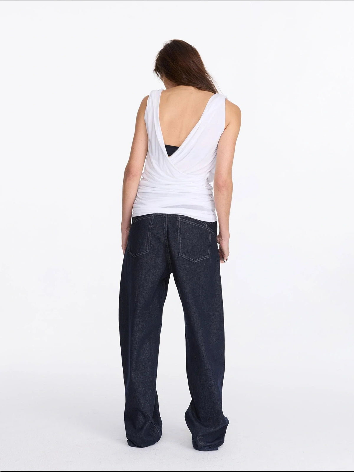 V-Neck Pleated Tank Top In Tencel
