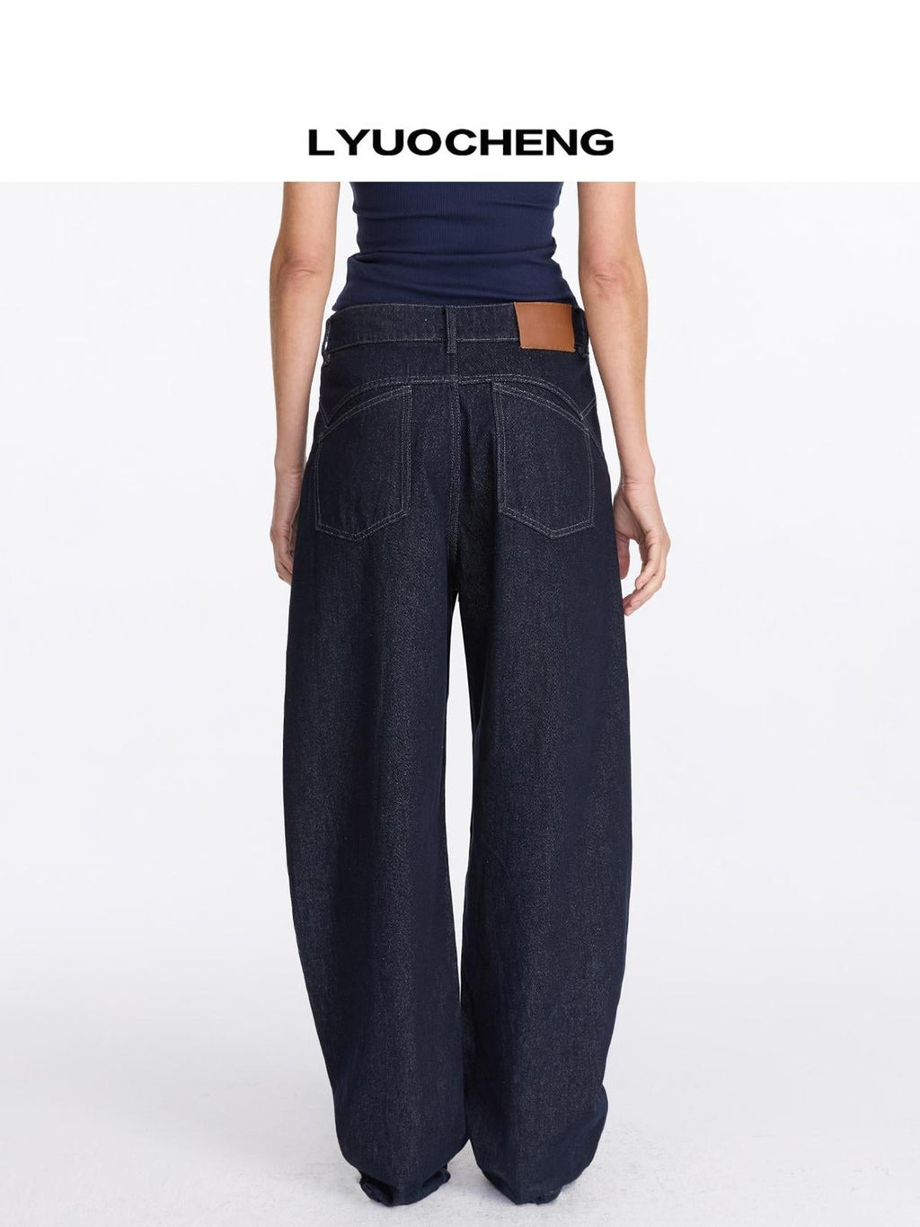 Vintage Blue Raw Denim Wide Leg Jeans