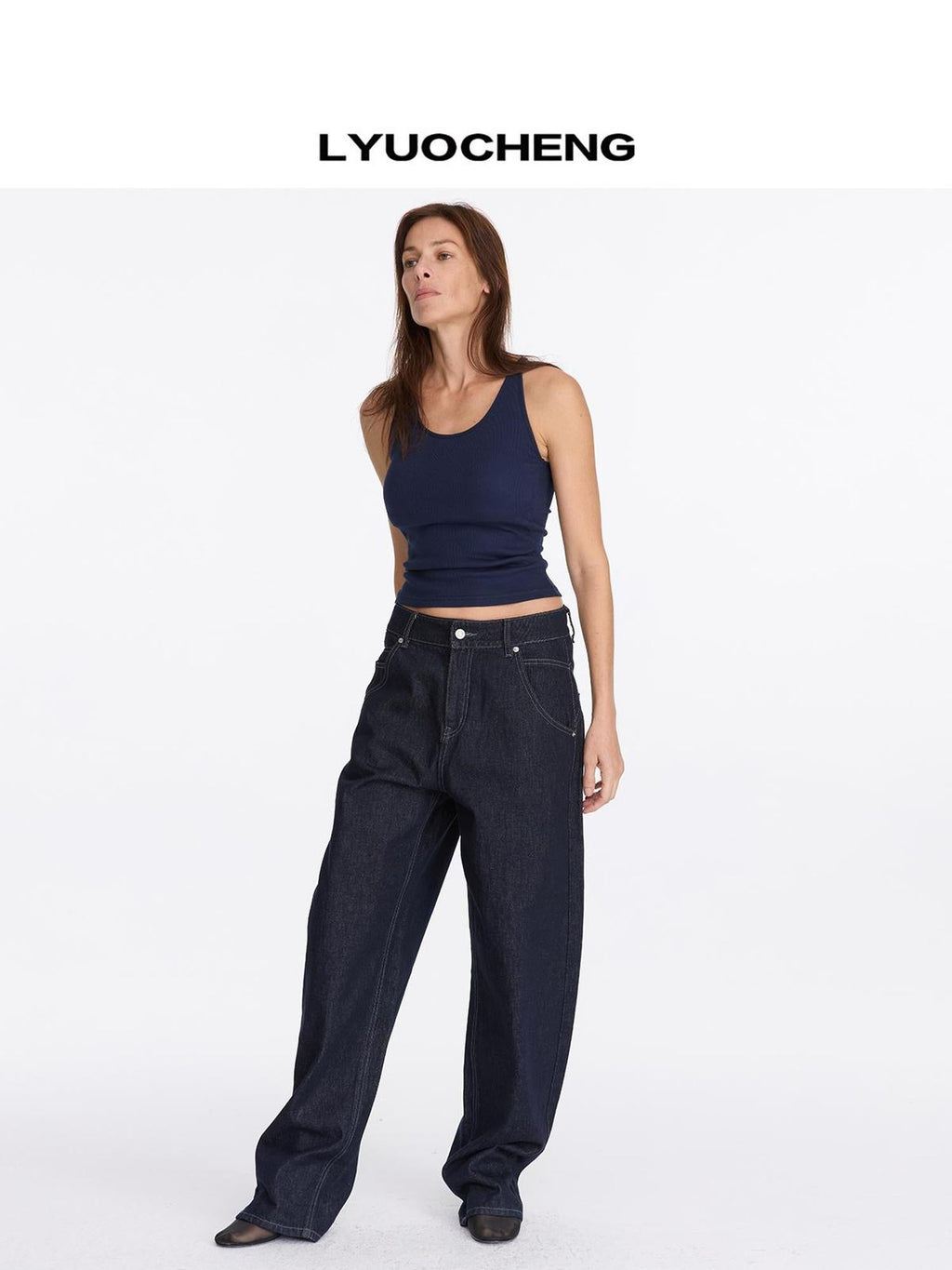 Vintage Blue Raw Denim Wide Leg Jeans