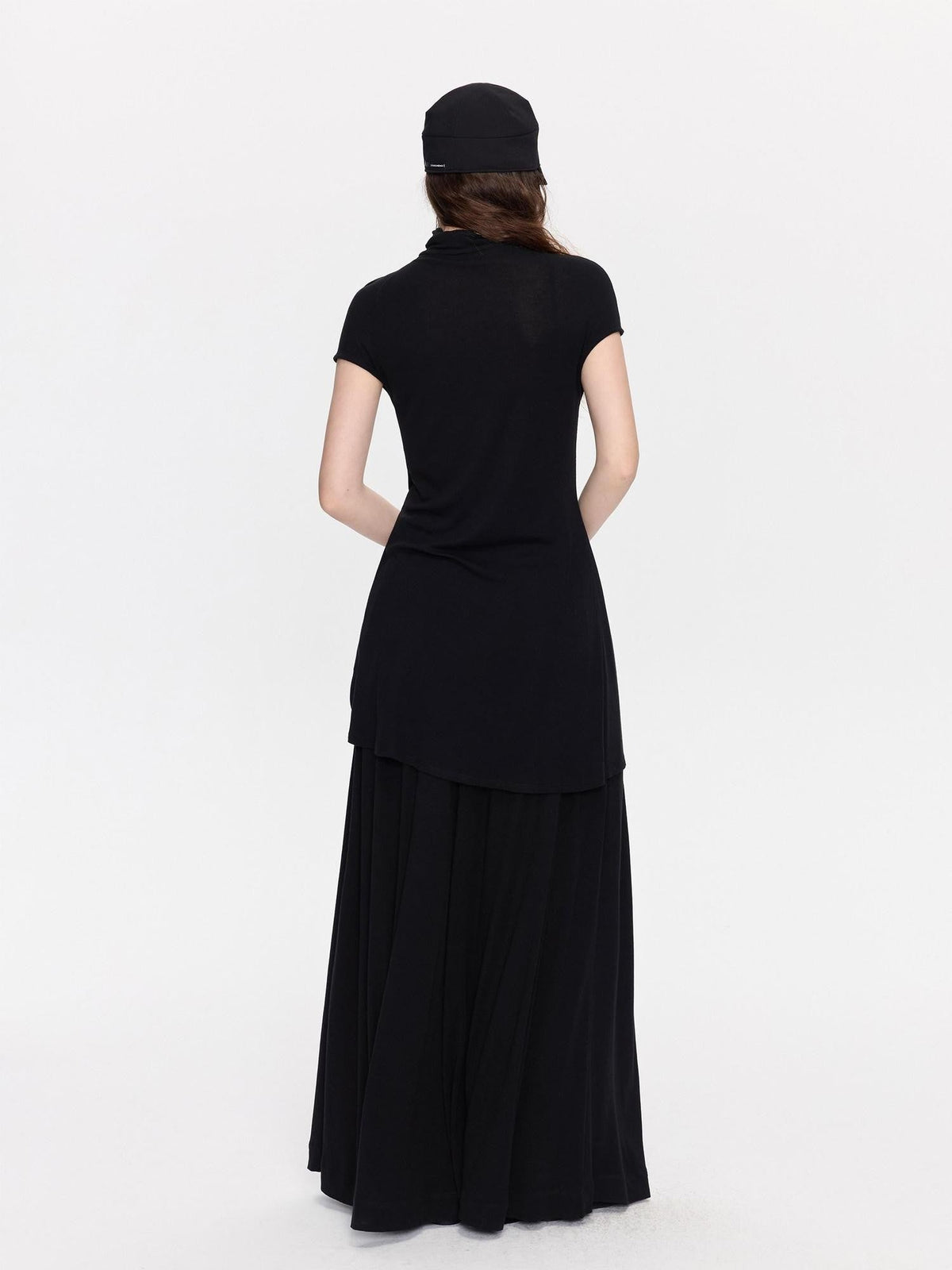 Vintage Minimalist Knitted Wide Skirt Hem Low Rise Slit Women's Lyocell Skorts