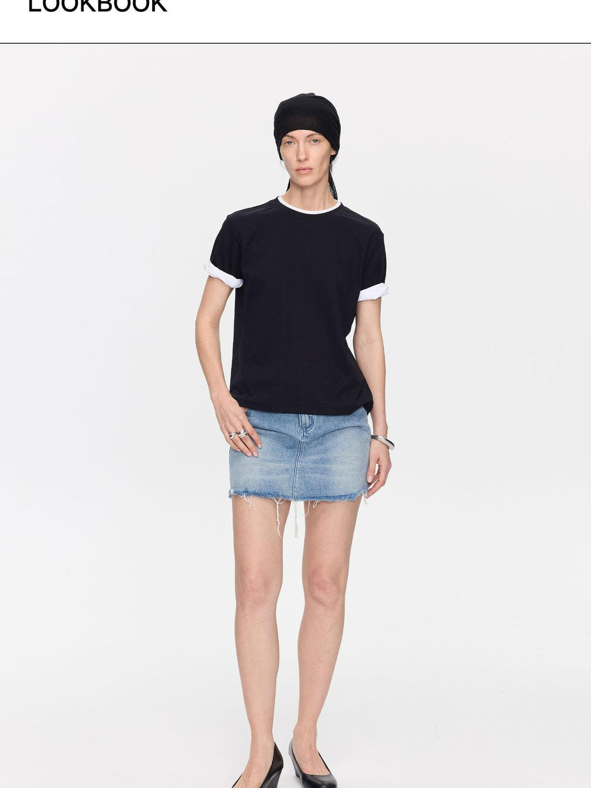 Washed Blue Frayed Straight Low Waist Women's Cotton Denim Shorts
