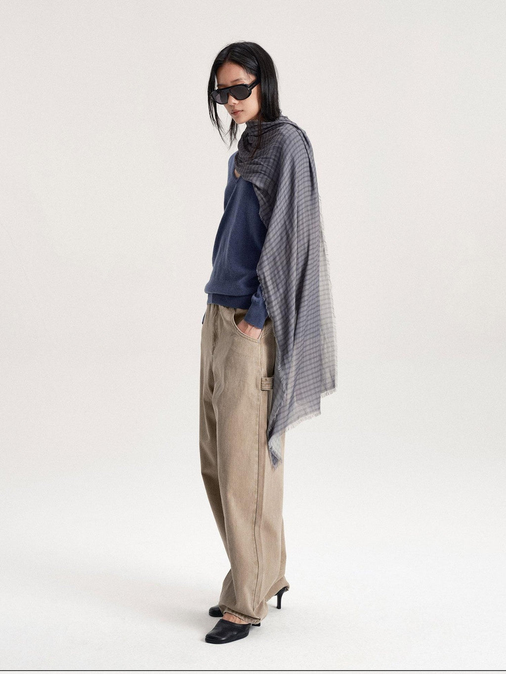 Washed Low Waist Button Cotton Women's Barrel-leg Jeans