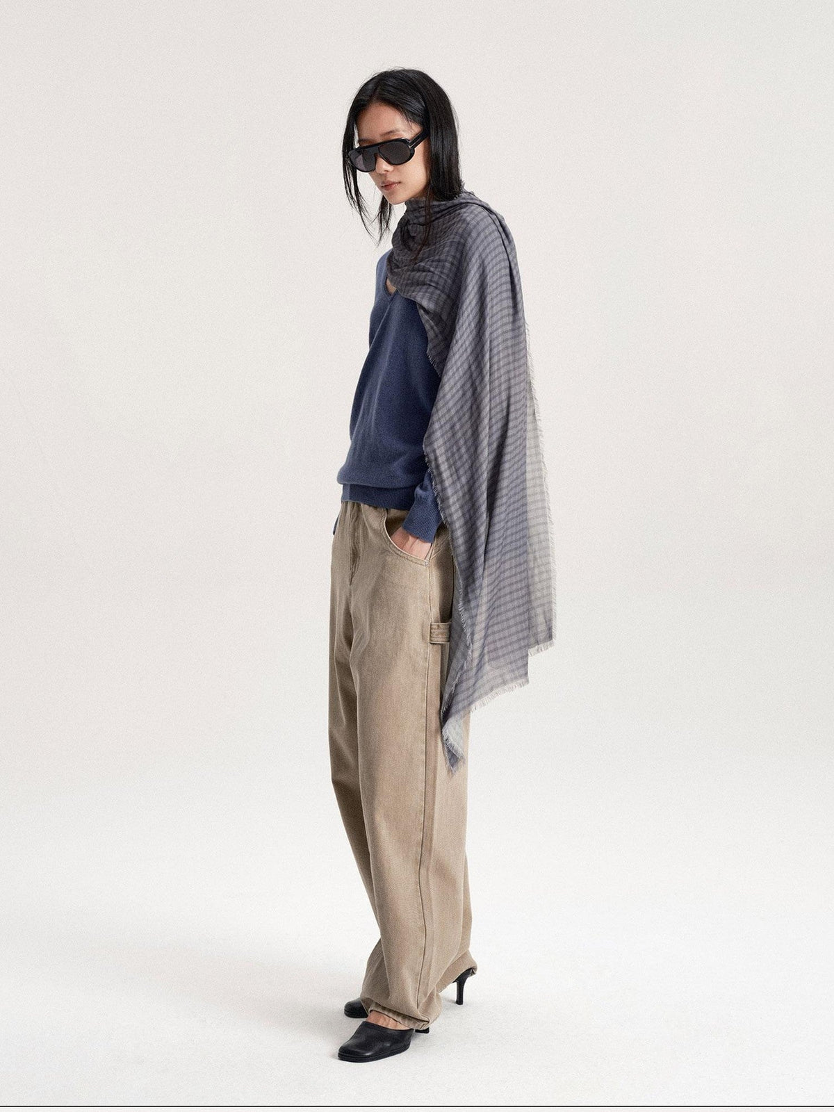 Washed Low Waist Button Cotton Women's Barrel-leg Jeans