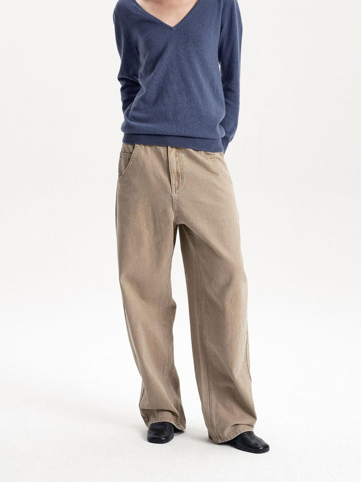 Washed Low Waist Button Cotton Women's Barrel-leg Jeans
