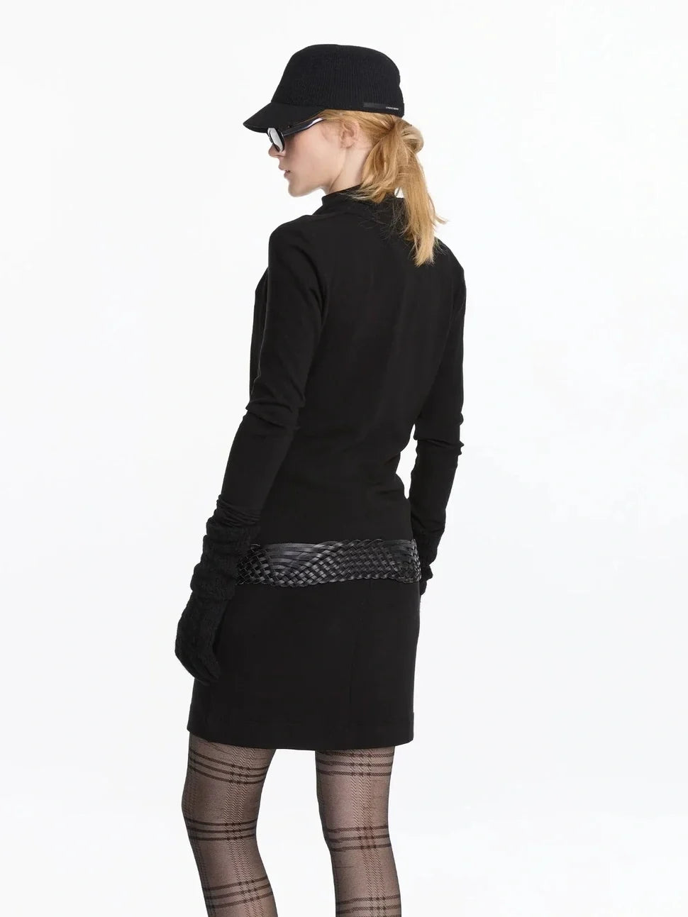 Y Drape Layered Knit V-neck T-shirt Long Sleeve