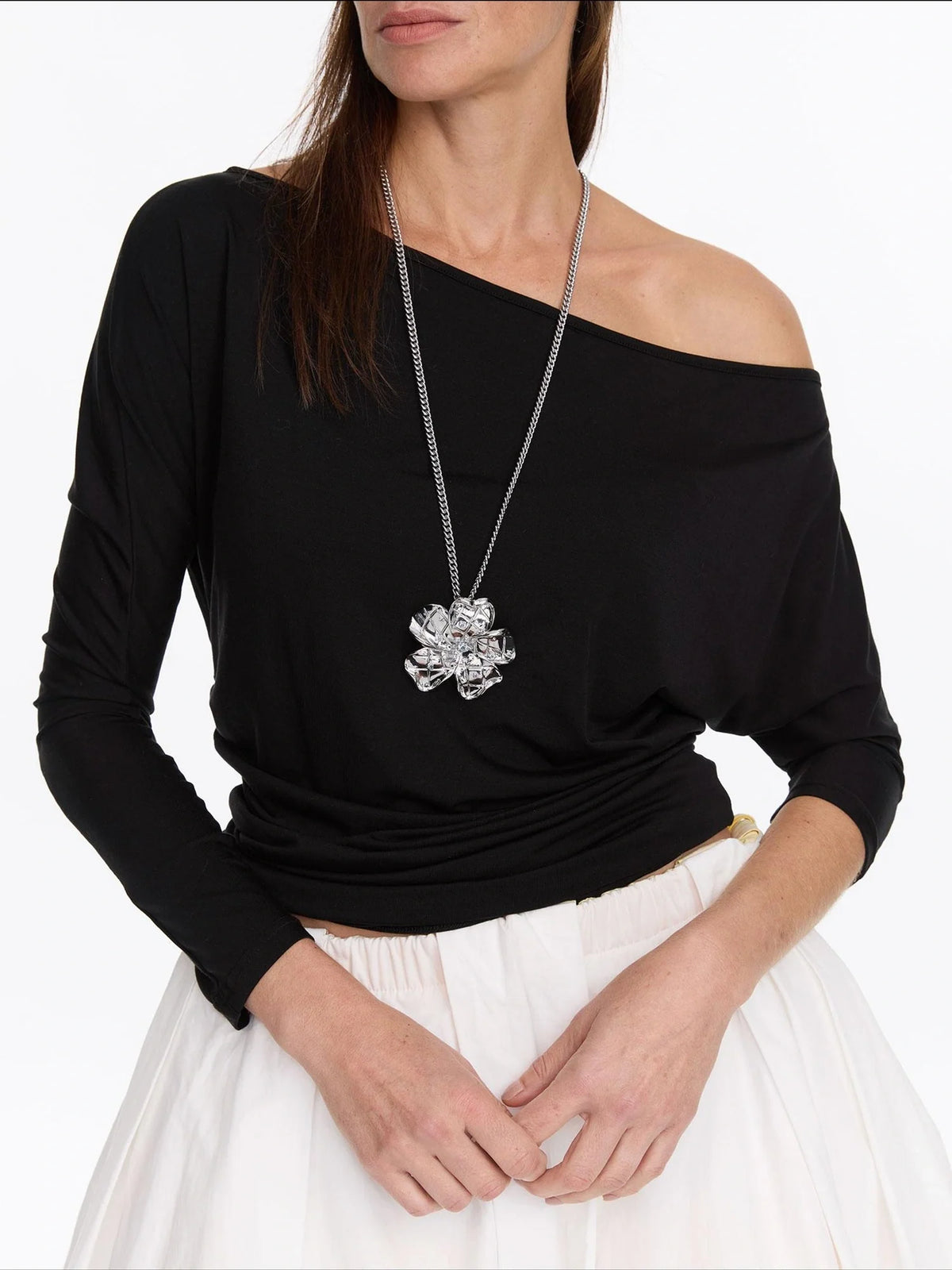 Zircon Egg Flower Geometric Pendant Necklace