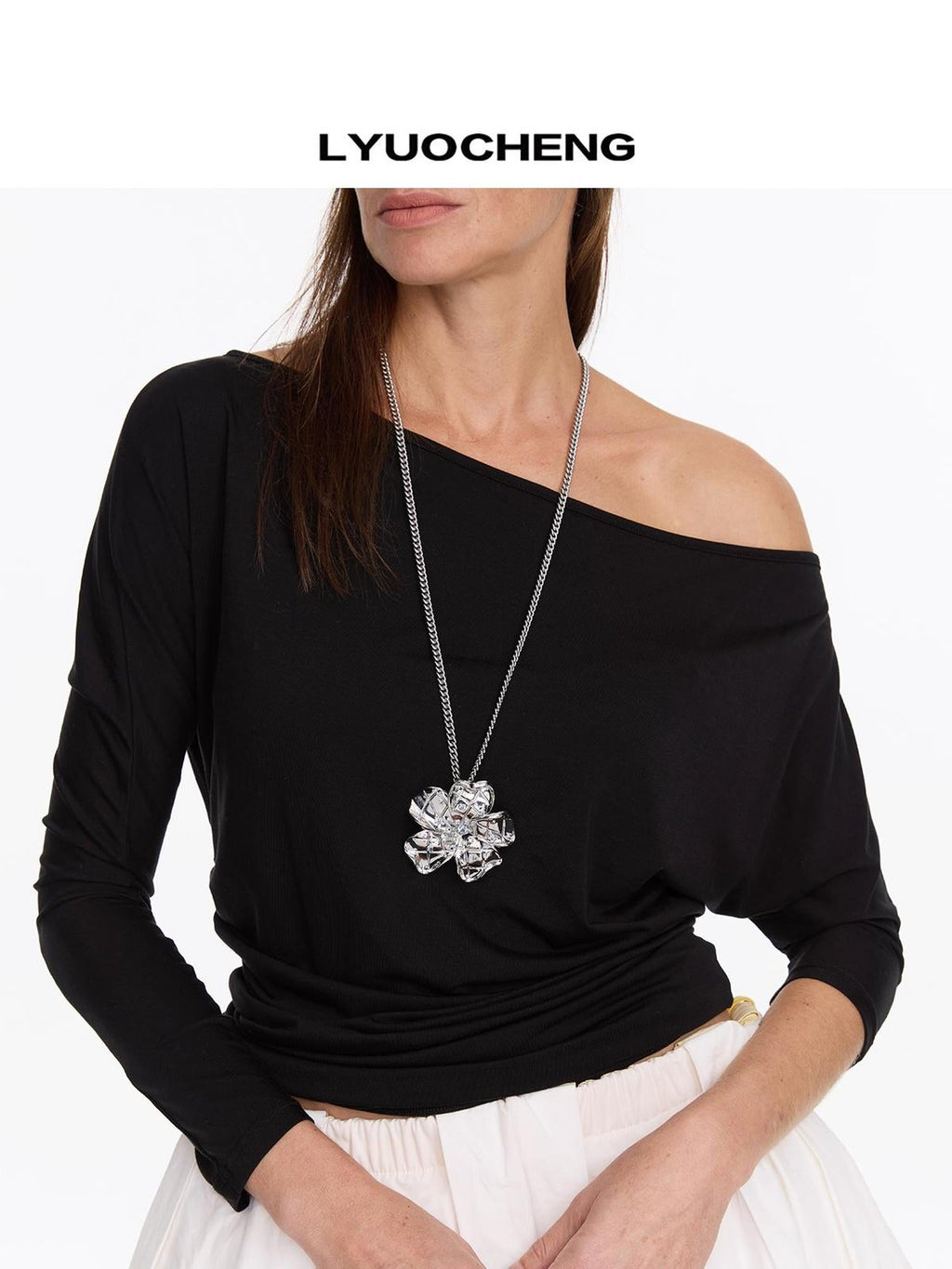 Zircon Egg Flower Geometric Pendant Necklace