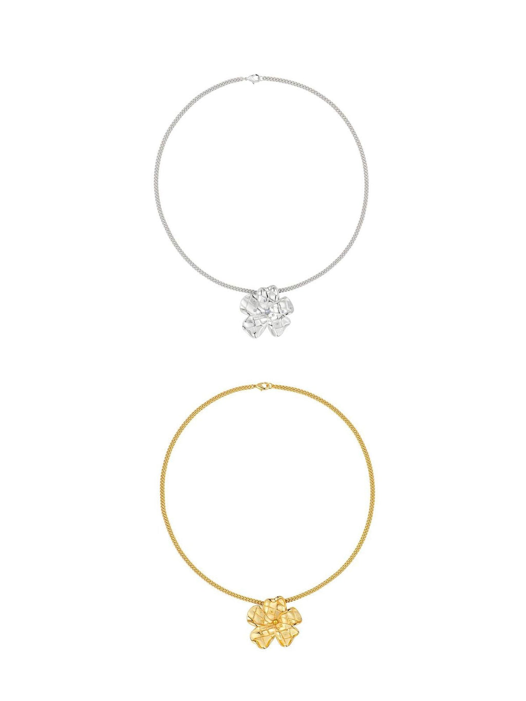 Zircon Egg Flower Geometric Pendant Necklace