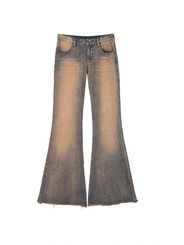 Vintage Distressed Flare Jeans For Women