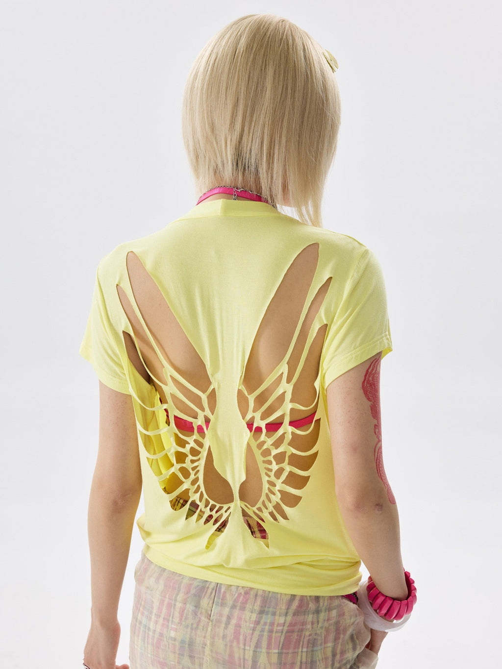 Cutout Wing Skin Friendly Scoop Neck Women's Cotton Blend Short Sleeve T-shirts