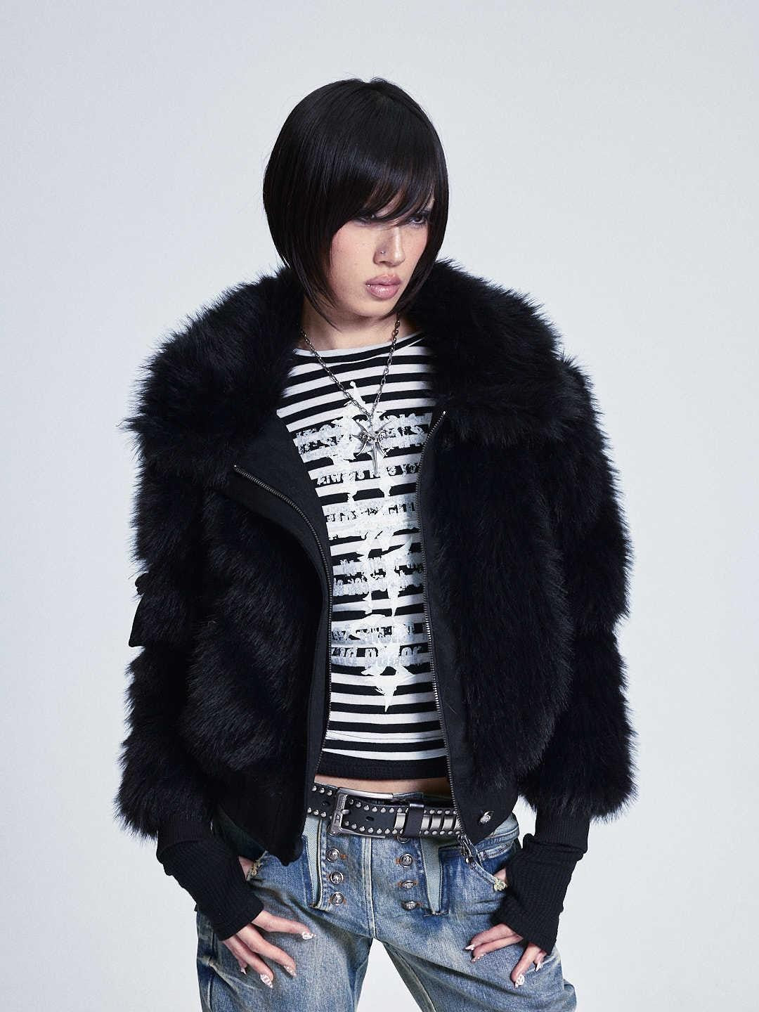 Diamond Quilted Detachable Fur Collar Cross Rhinestone Women's Padded Vests