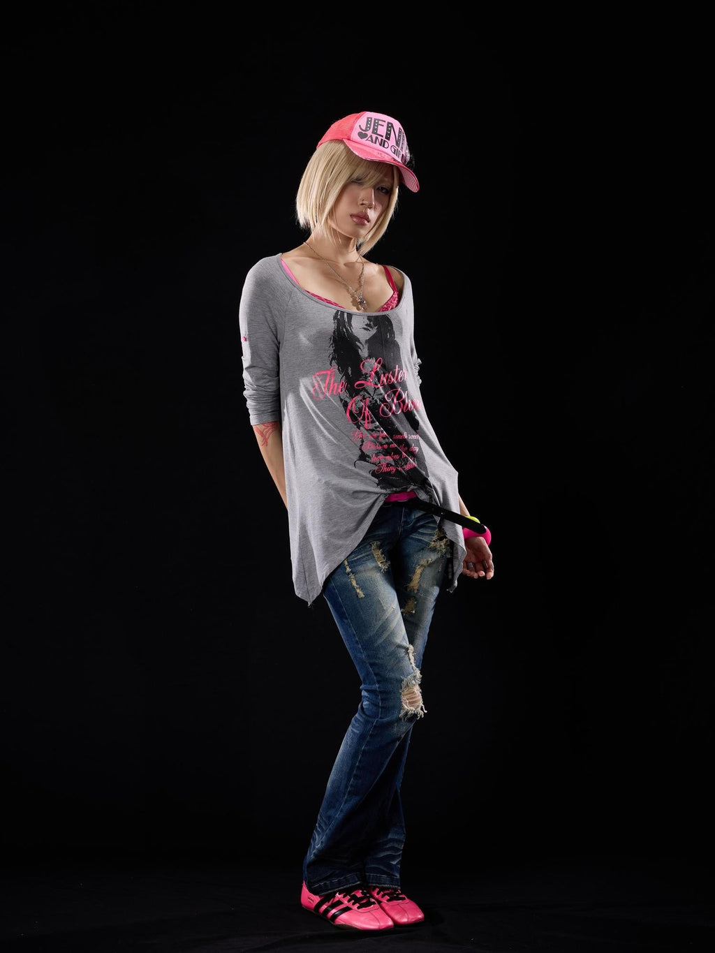 Sequin Print Asymmetric Hem High Elastic Women's Cotton Long Sleeve T-shirts