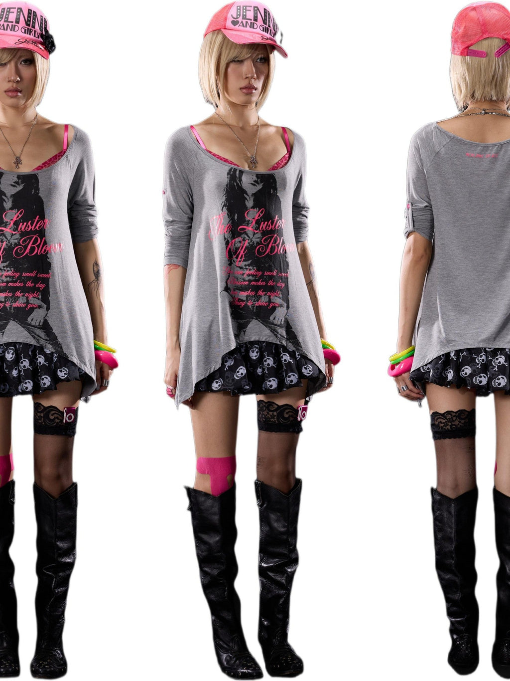 Sequin Print Asymmetric Hem High Elastic Women's Cotton Long Sleeve T-shirts