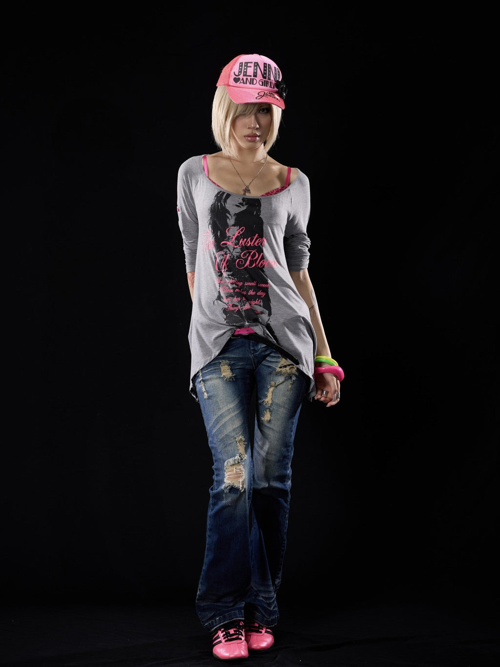 Sequin Print Asymmetric Hem High Elastic Women's Cotton Long Sleeve T-shirts