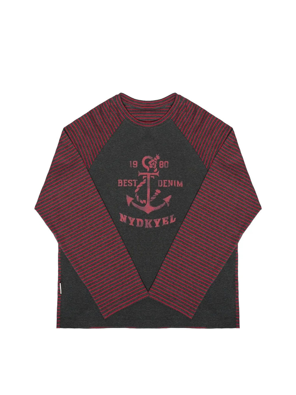 Classic Anchor Print Striped Long Sleeve Tee