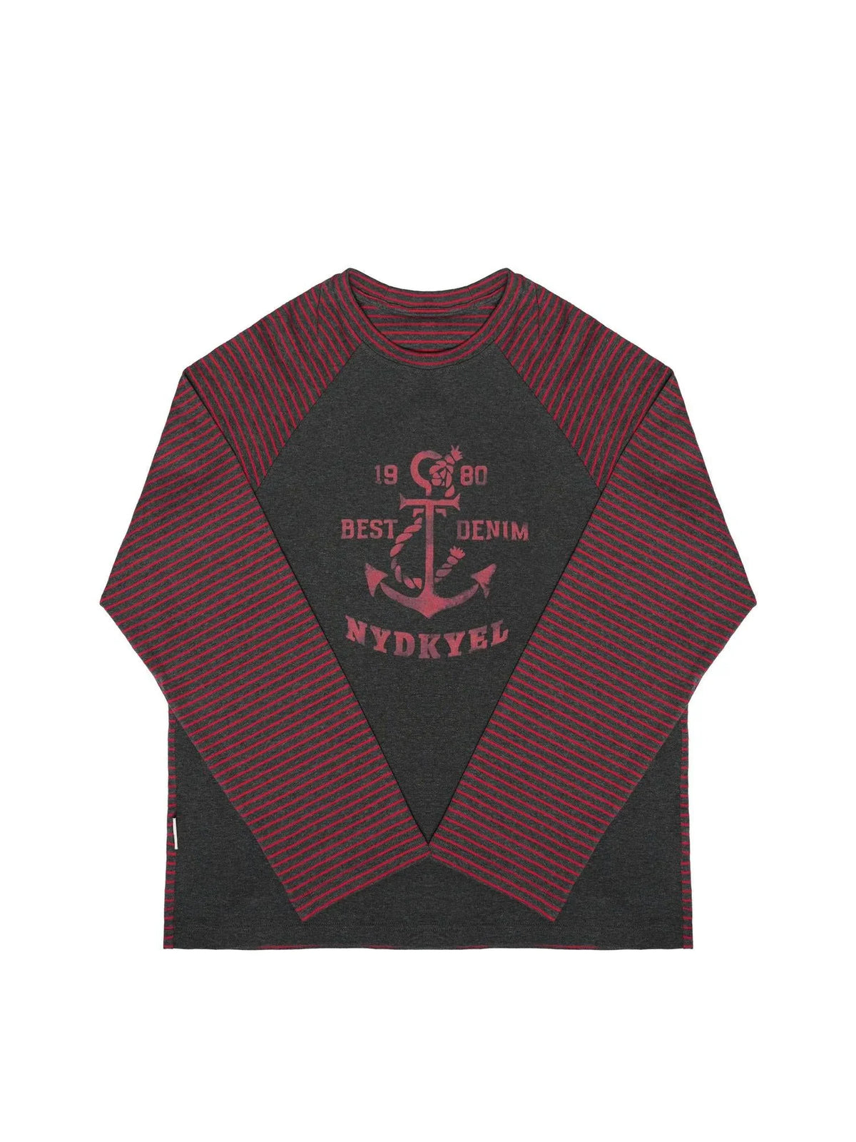 Classic Anchor Print Striped Long Sleeve Tee