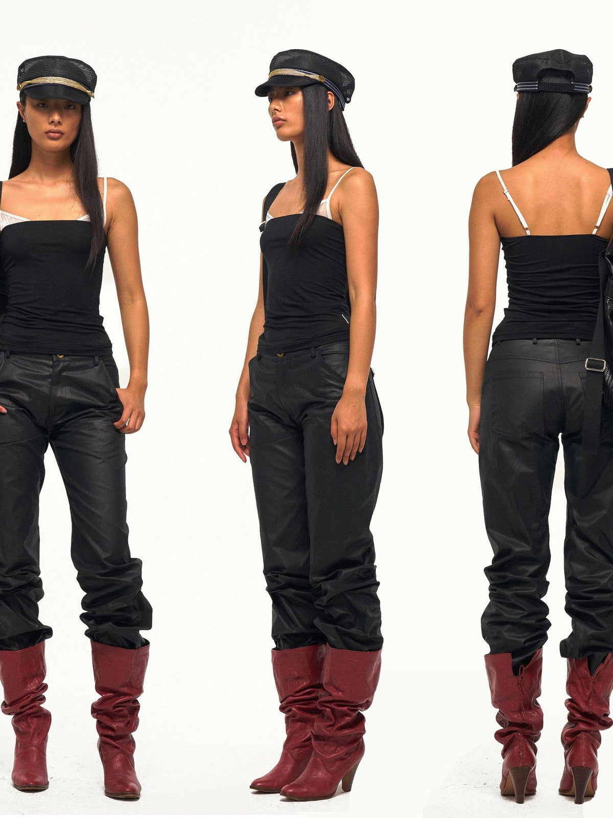 Colorblock Satin Splice Faux Layer Thin Strap Waist Cinch Women's Camisoles