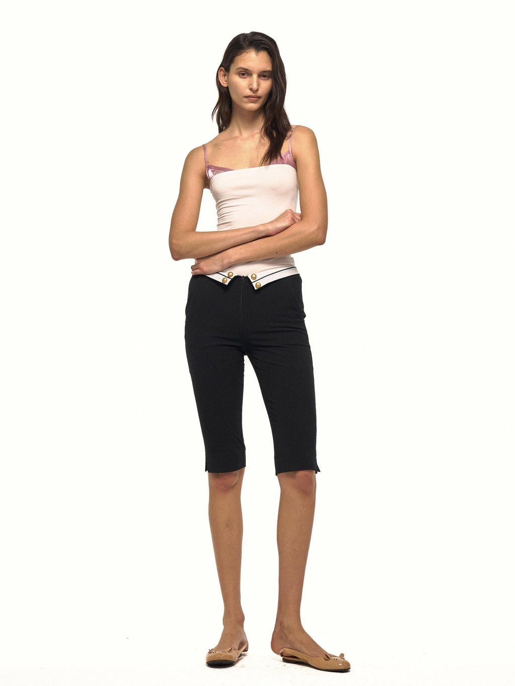 Colorblock Satin Splice Faux Layer Thin Strap Waist Cinch Women's Camisoles