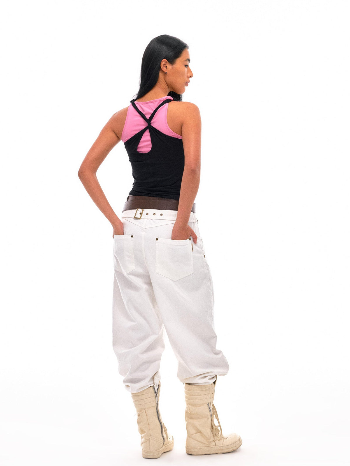 Contrast Strap Knotted Layered Vest Top