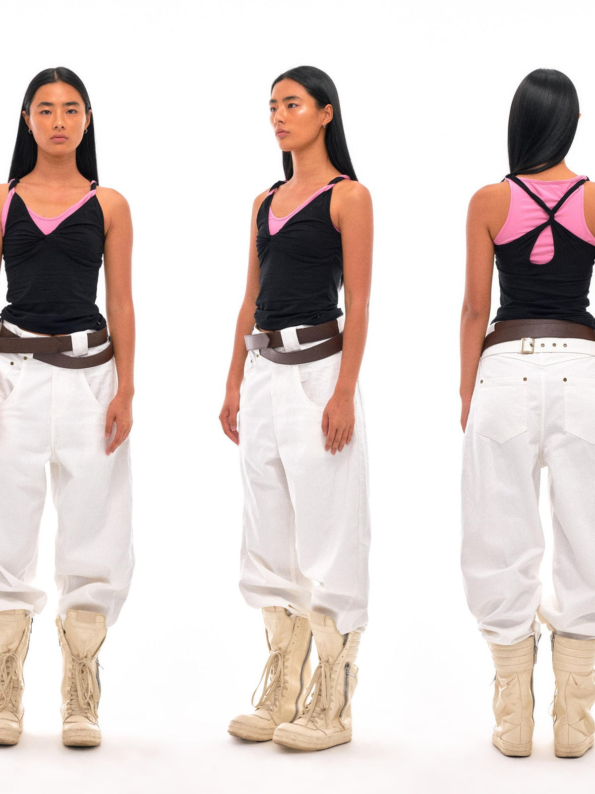 Contrast Strap Knotted Layered Vest Top