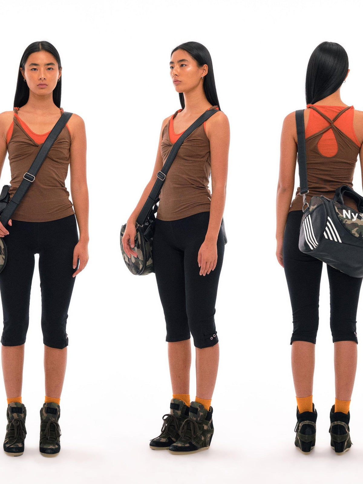 Contrast Strap Knotted Layered Vest Top