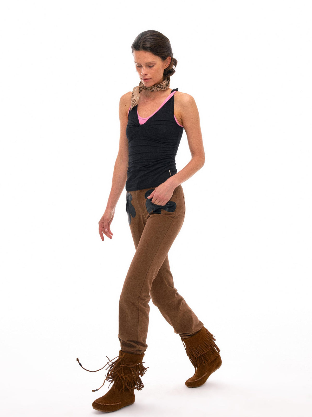 Contrast Strap Knotted Layered Vest Top