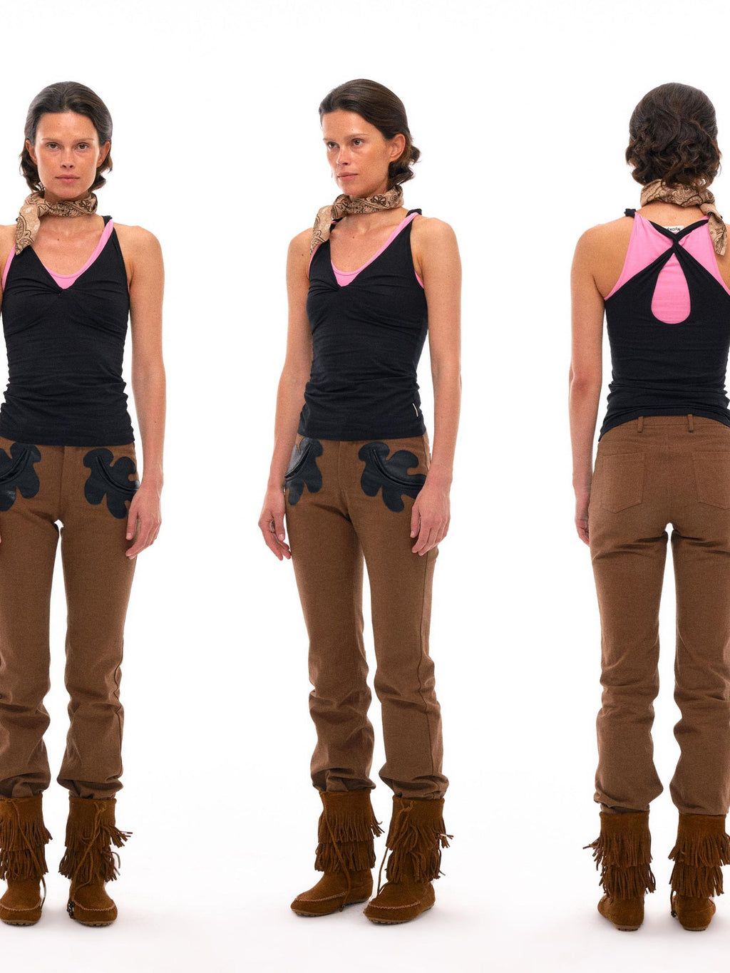 Contrast Strap Knotted Layered Vest Top