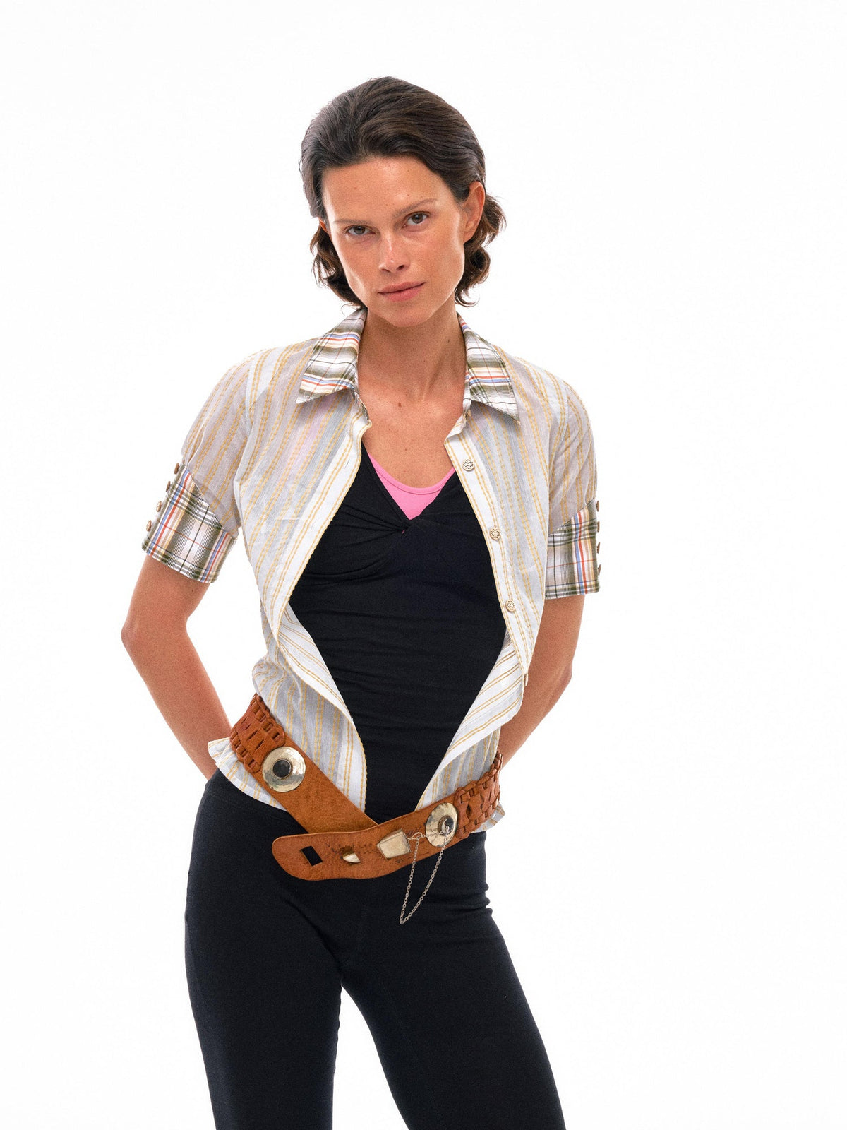 Contrast Strap Knotted Layered Vest Top