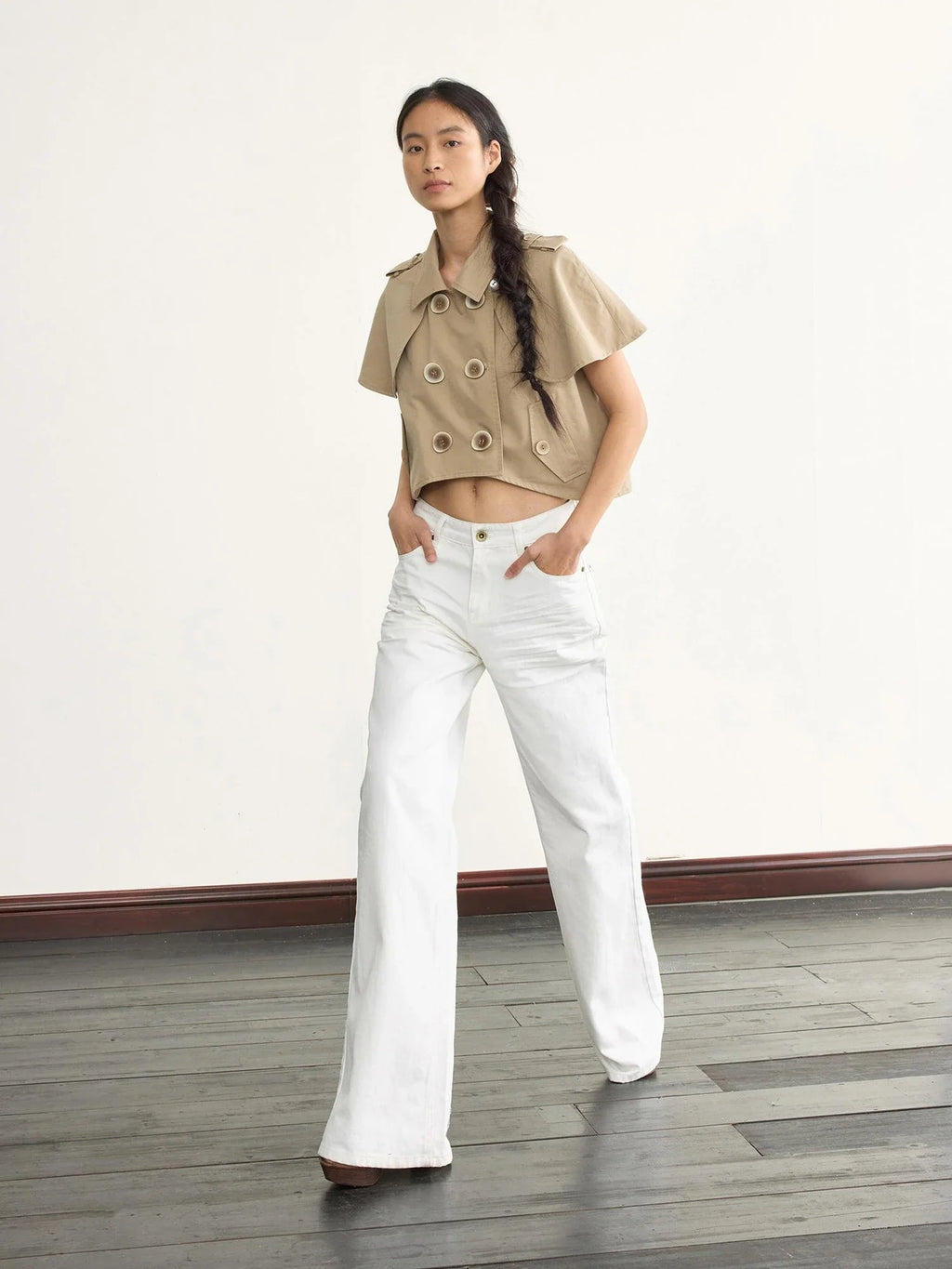 Detachable Cape Waistcoat Tencel Sleeveless Vest