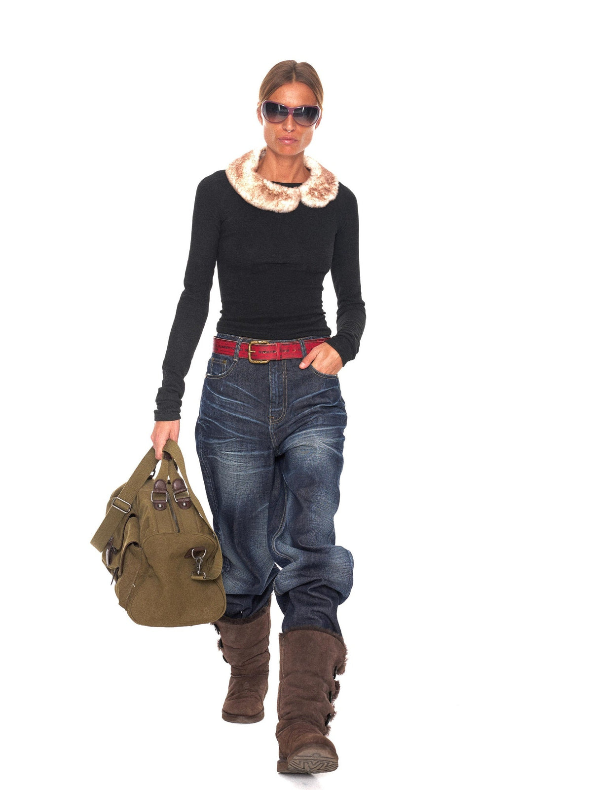Durable Canvas Boxy Crossbody Detachable Strap Unisex Vintage Green Zipper Bag