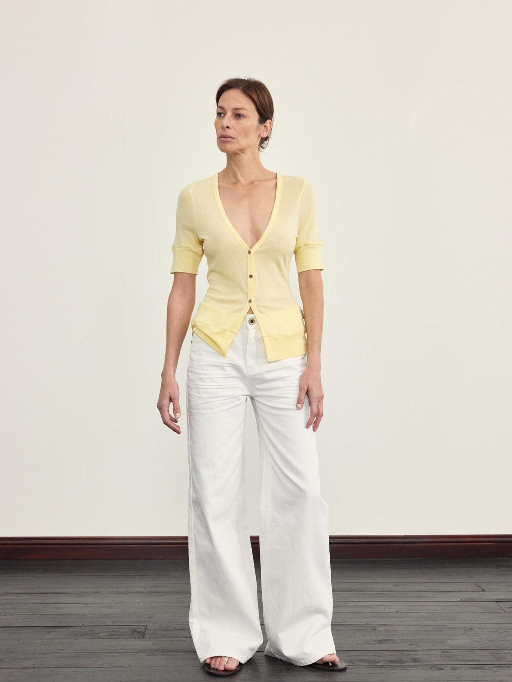 Elegant Casual White Textured Pleated Straight Jeans