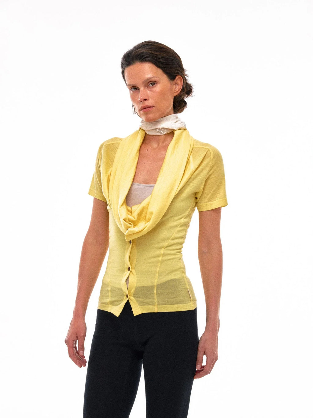 Fine Merino Wool Knit Cardigan With Convertible Collar