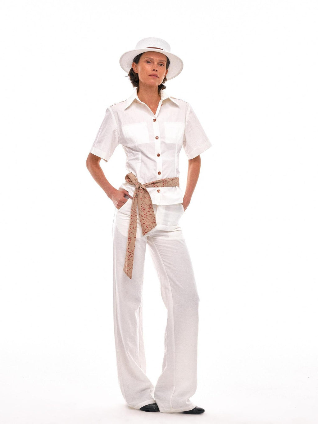 Light Viscose Linen Blend Minimal Commuter Straight Leg Pockets Women Pants