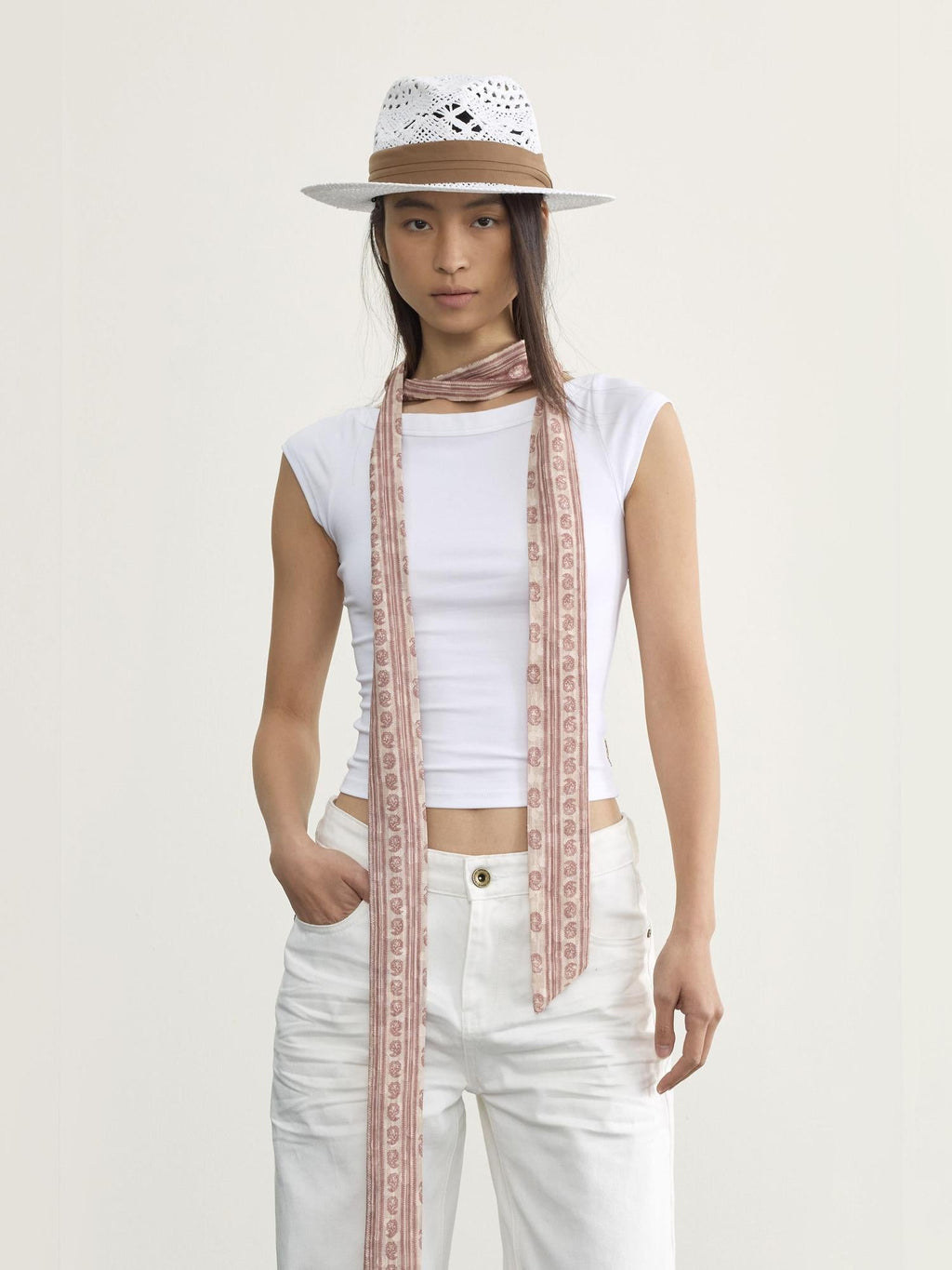 Lycra Blend Ribbed Boat Neck T-shirt With Back Strap Detail