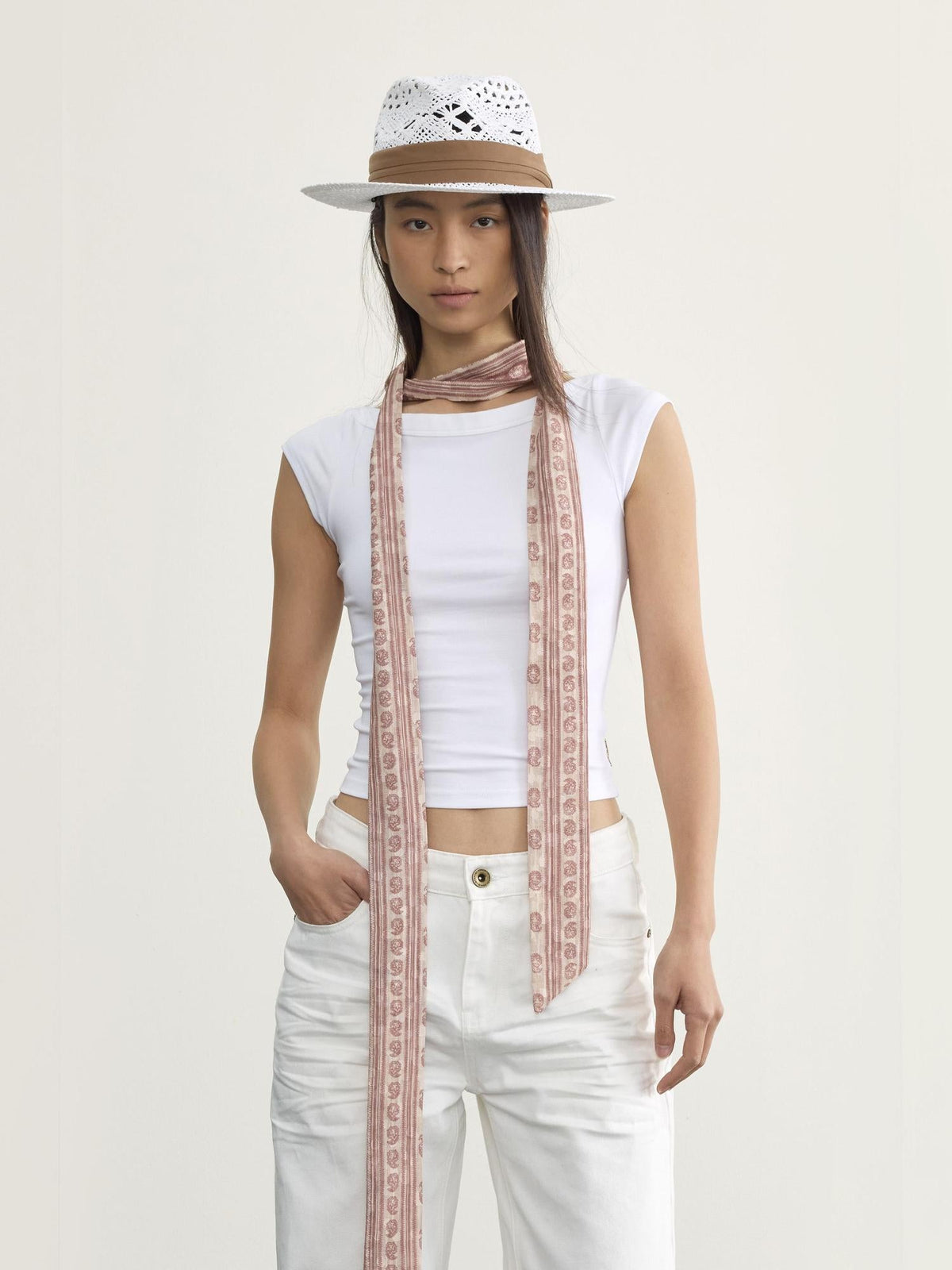 Lycra Blend Ribbed Boat Neck T-shirt With Back Strap Detail