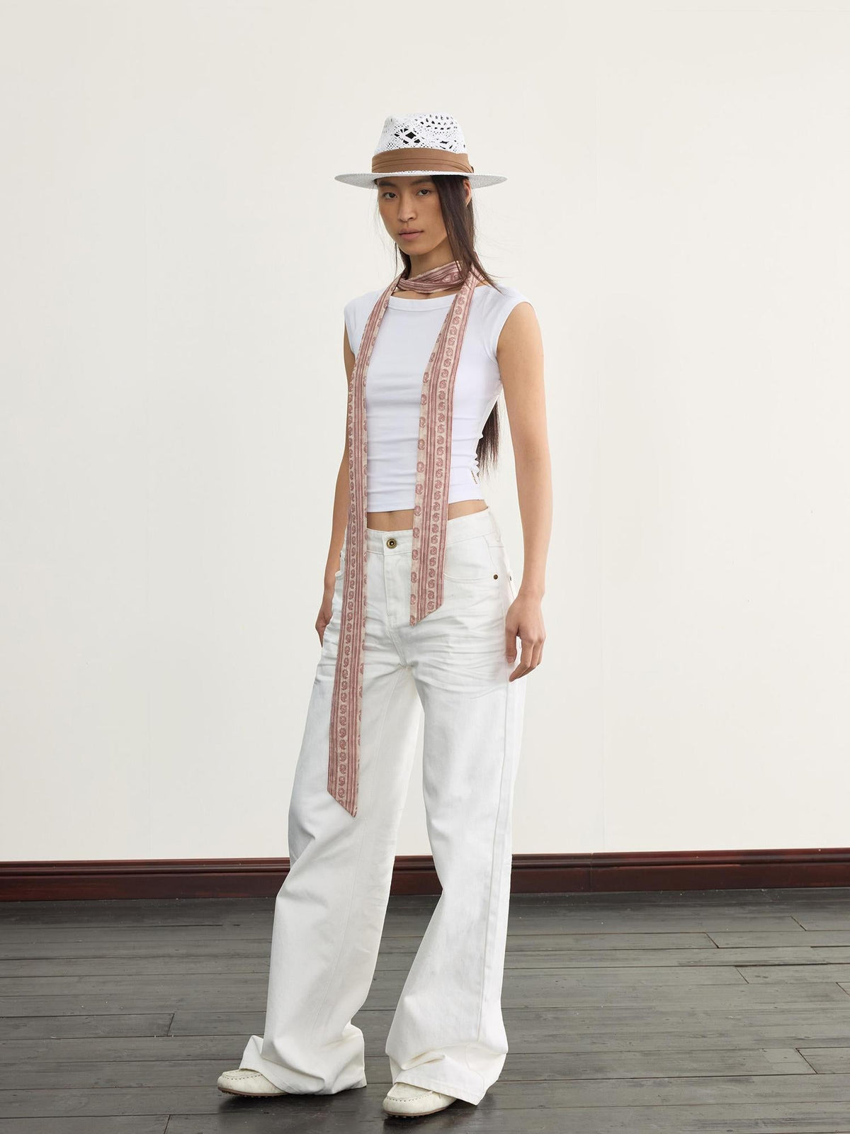 Lycra Blend Ribbed Boat Neck T-shirt With Back Strap Detail
