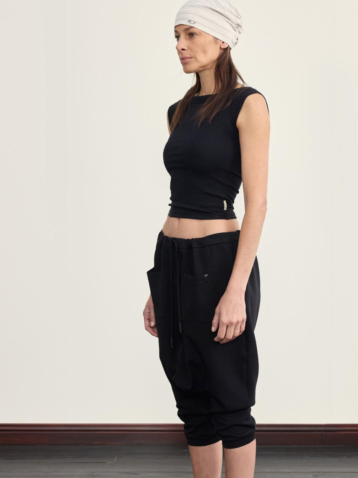 Lycra Blend Ribbed Boat Neck T-shirt With Back Strap Detail