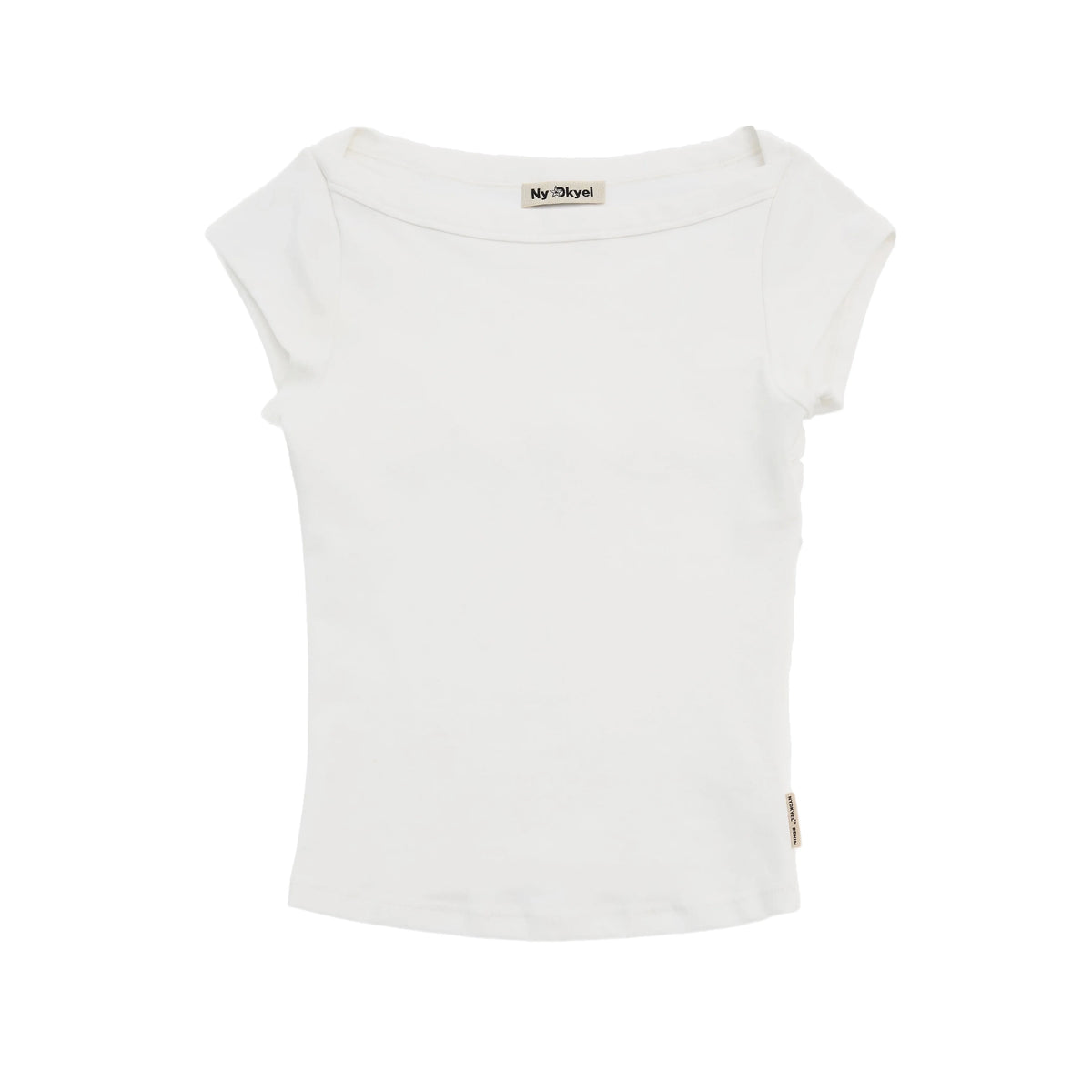 Lycra Blend Ribbed Boat Neck T-shirt With Back Strap Detail