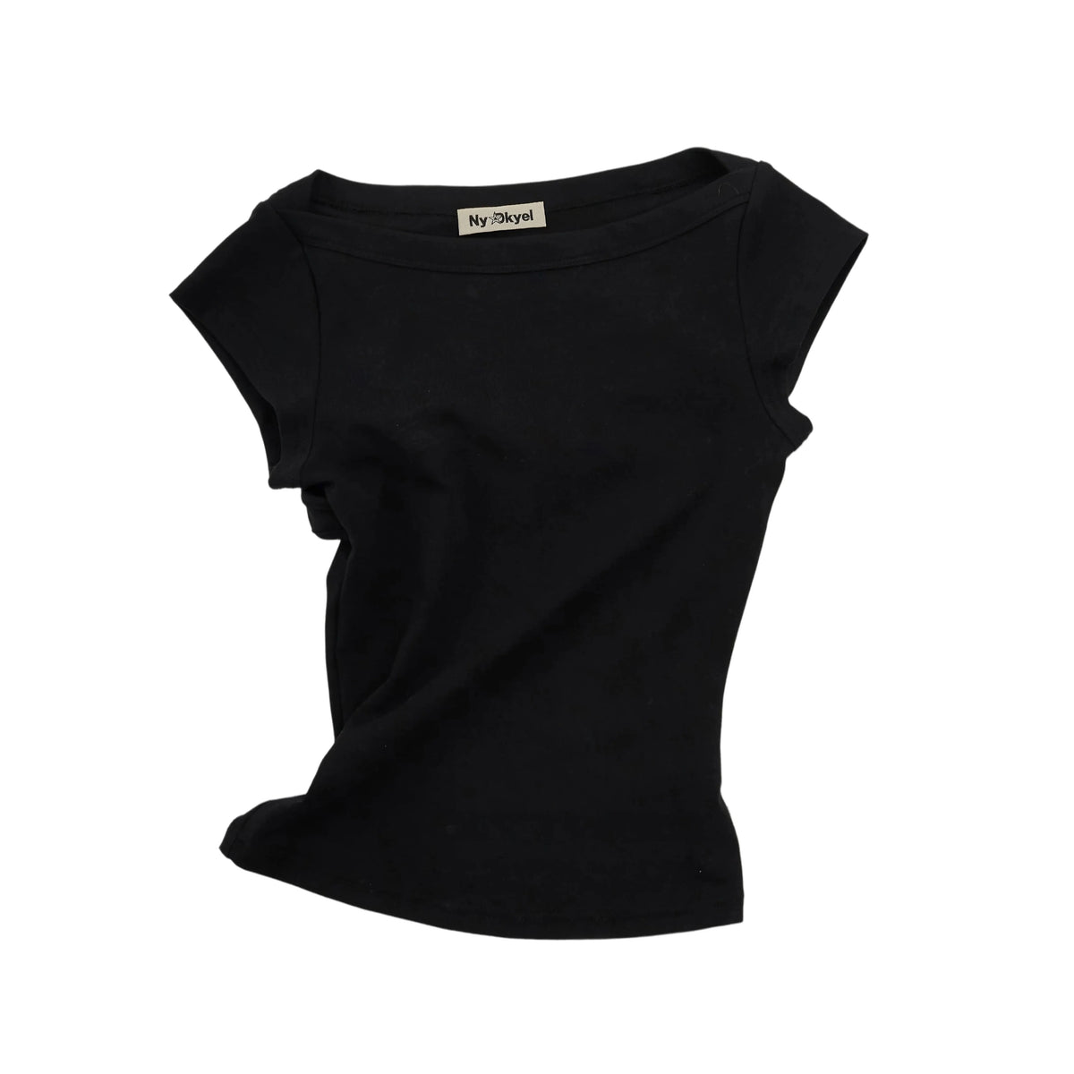 Lycra Blend Ribbed Boat Neck T-shirt With Back Strap Detail