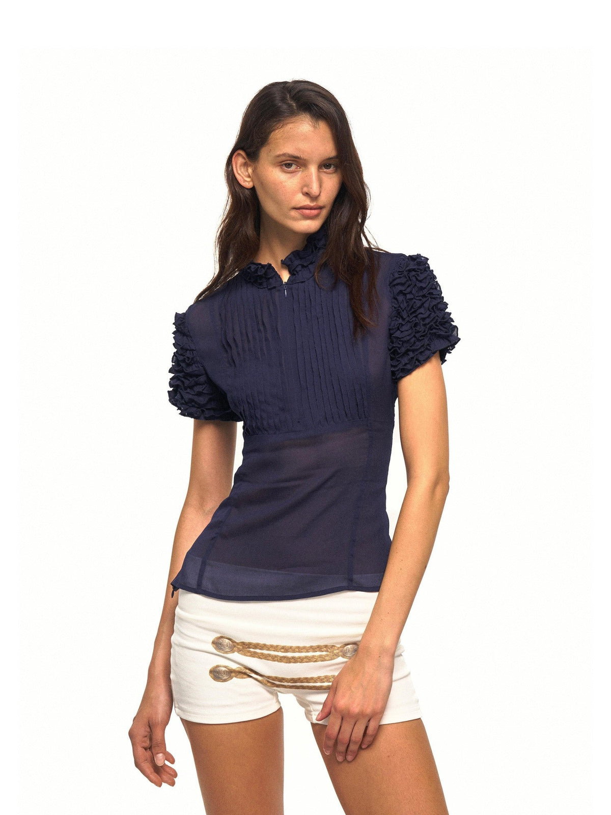 Napoleon Style Print Ribbed Bandeau Low Waist Women's Casual Top & Shorts Sets