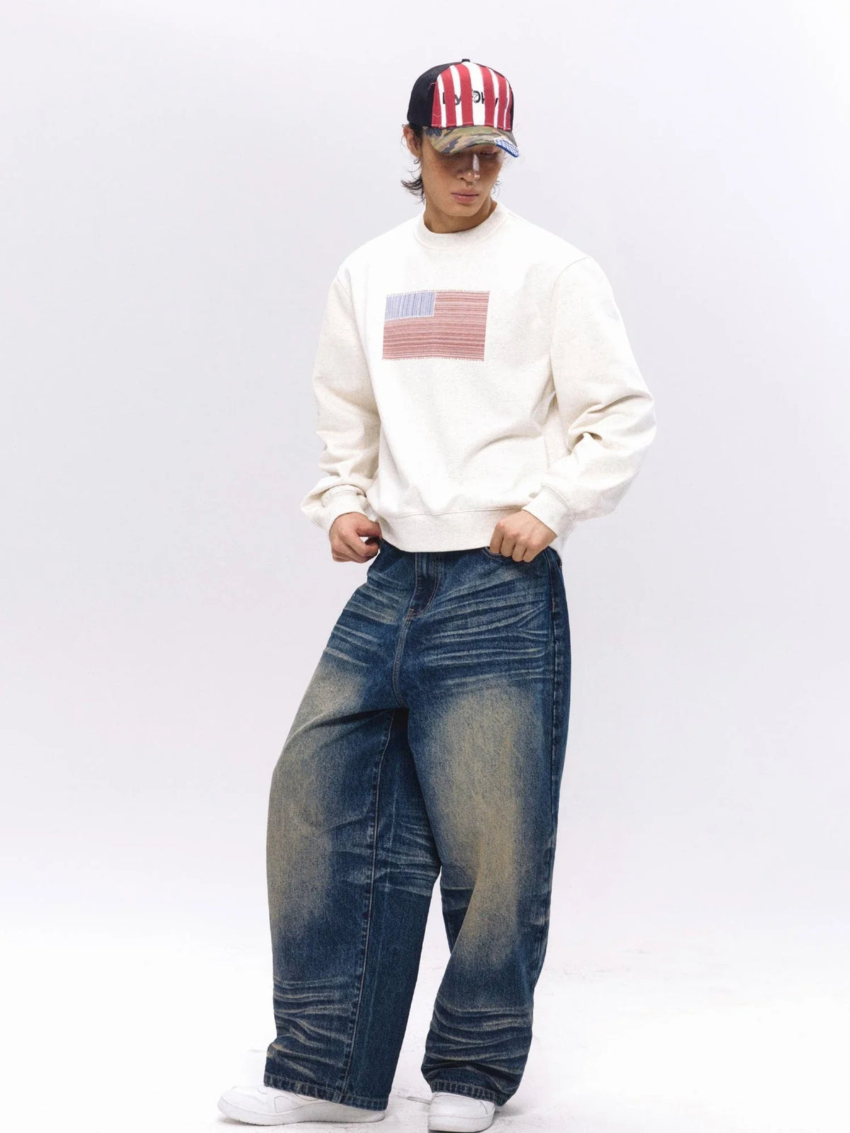 Retro Qr Code Print Crewneck Sweatshirt