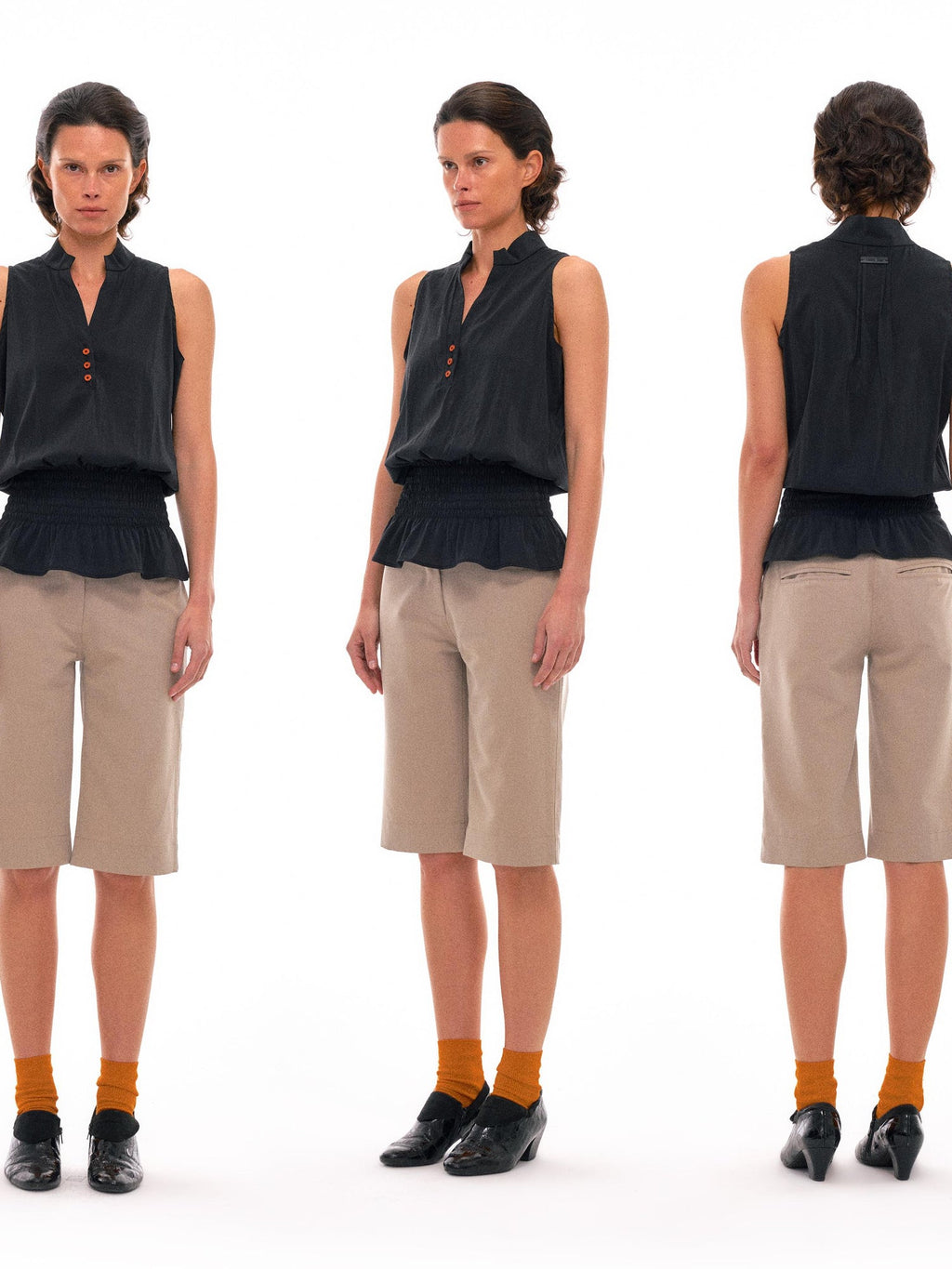 Sculpted V-Neck Vest with Peplum Hem