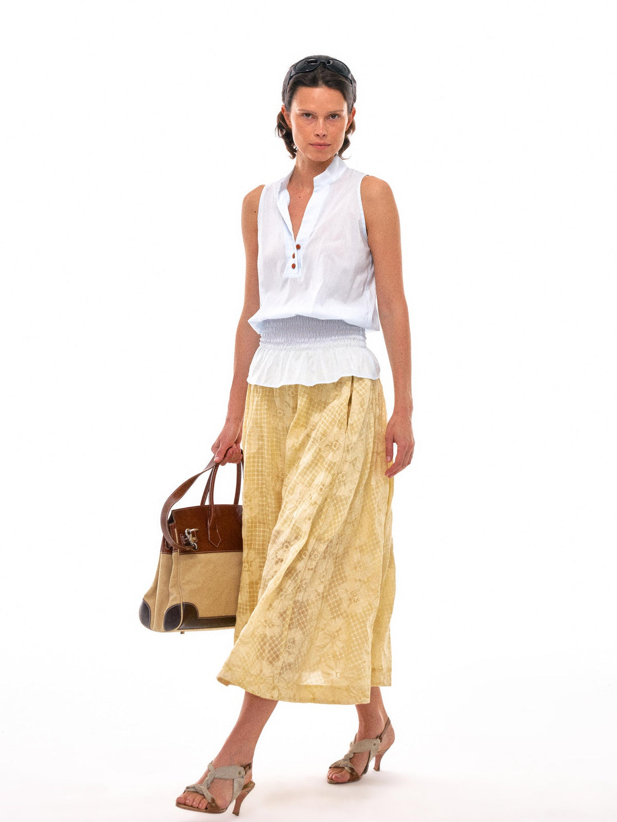 Sculpted V-Neck Vest with Peplum Hem