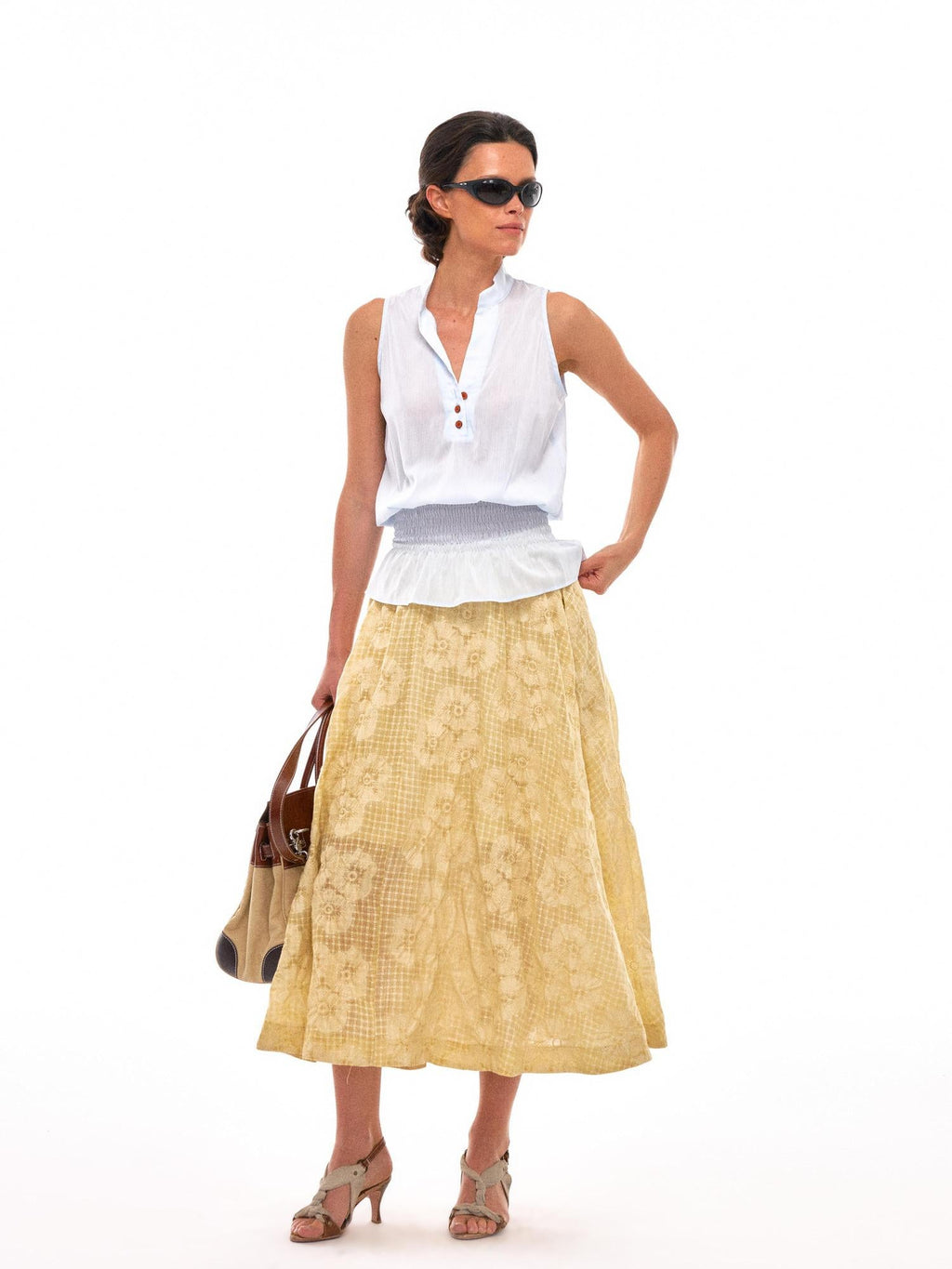 Sculpted V-Neck Vest with Peplum Hem
