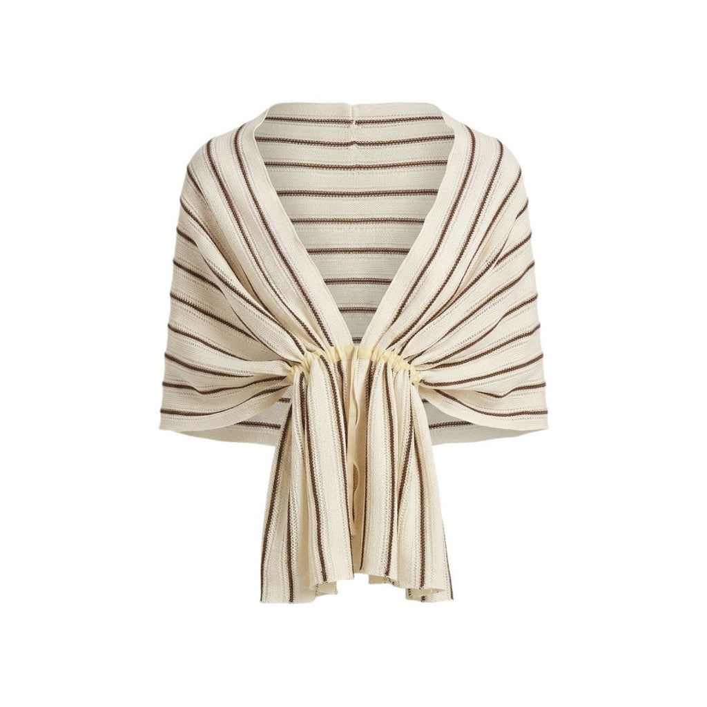 Striped Drawstring Gathered Draped Women's Cotton Scarves & Shawls