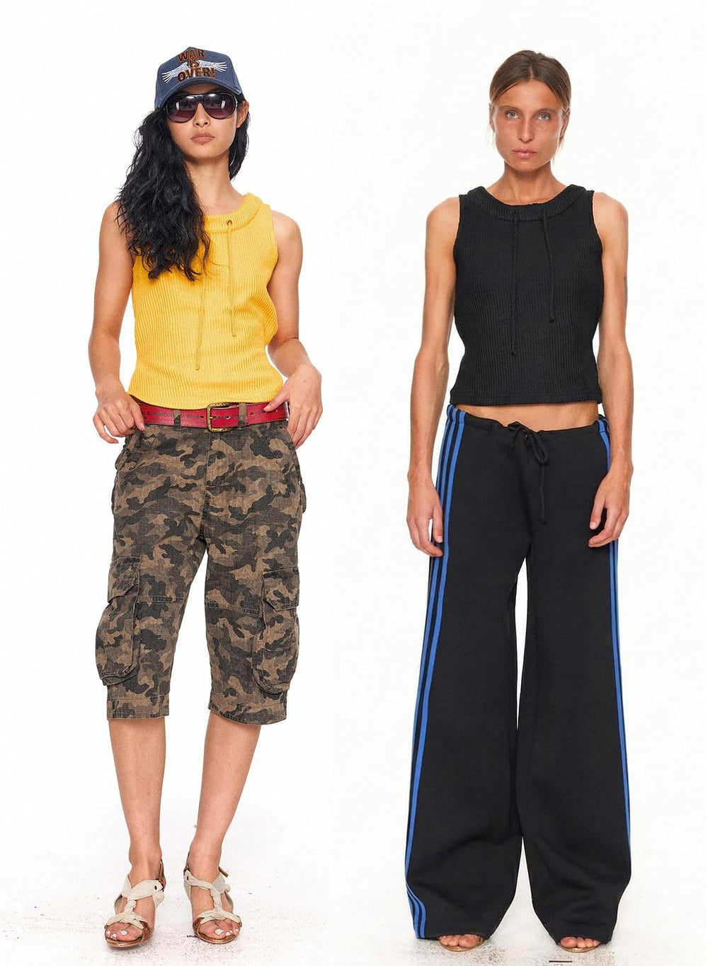 Textured Knit Dual Knot Drawstring Adjustable Women's Polyester Blend Tank Tops