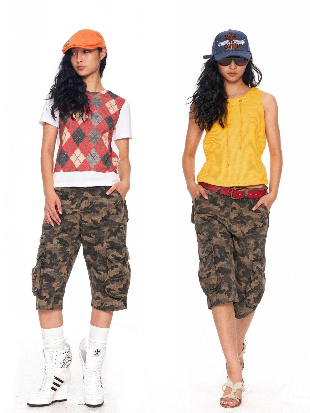 Utility 3d Pocket Military Camo Women's Cinched Hem Bermuda Shorts